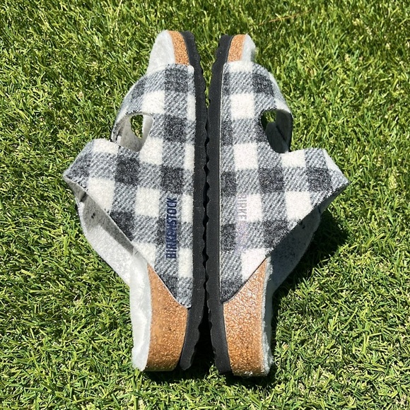 NWT BIRKENSTOCK Arizona Shearling Plaid Sandals - Picture 10 of 12